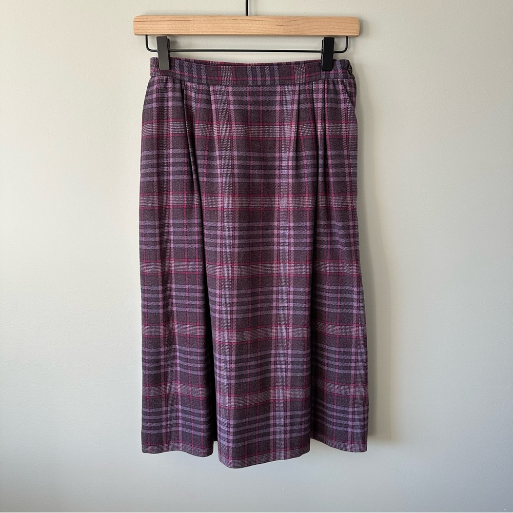 Pendleton Blazer Skirt Scarf Set Sz 8 10 Purple Plaid Wool Vintage Made in USA - Picture 11 of 16